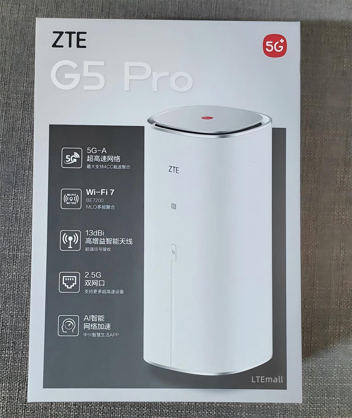ZTE G5 Pro MC8512 5G CPE Router AI 5G FWA WiFi7 BE7200