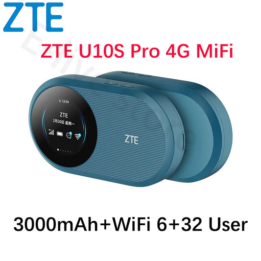 ZTE U10S Pro 4G LTE Mobile WiFi Router, WiFi 6, 3000mAh Detachable Battery, Nano SIM Slot, Up to 32 Connected Devices, Portable Travel MiFi Hotspot